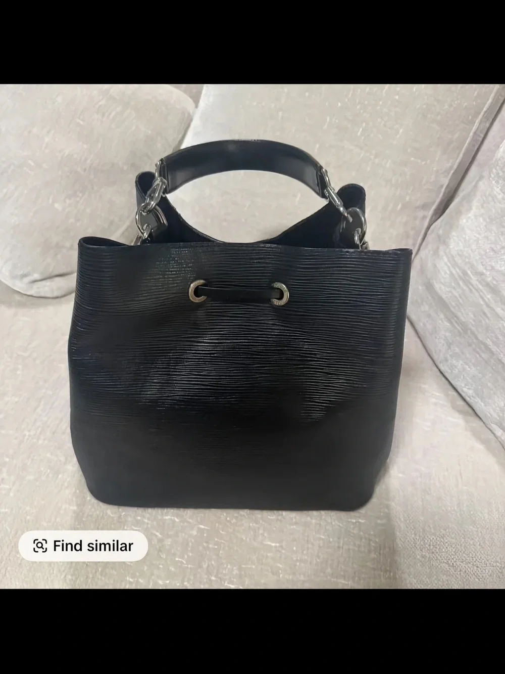 Louis Vuitton Black Textured Drawstring Bucket Bag - Women